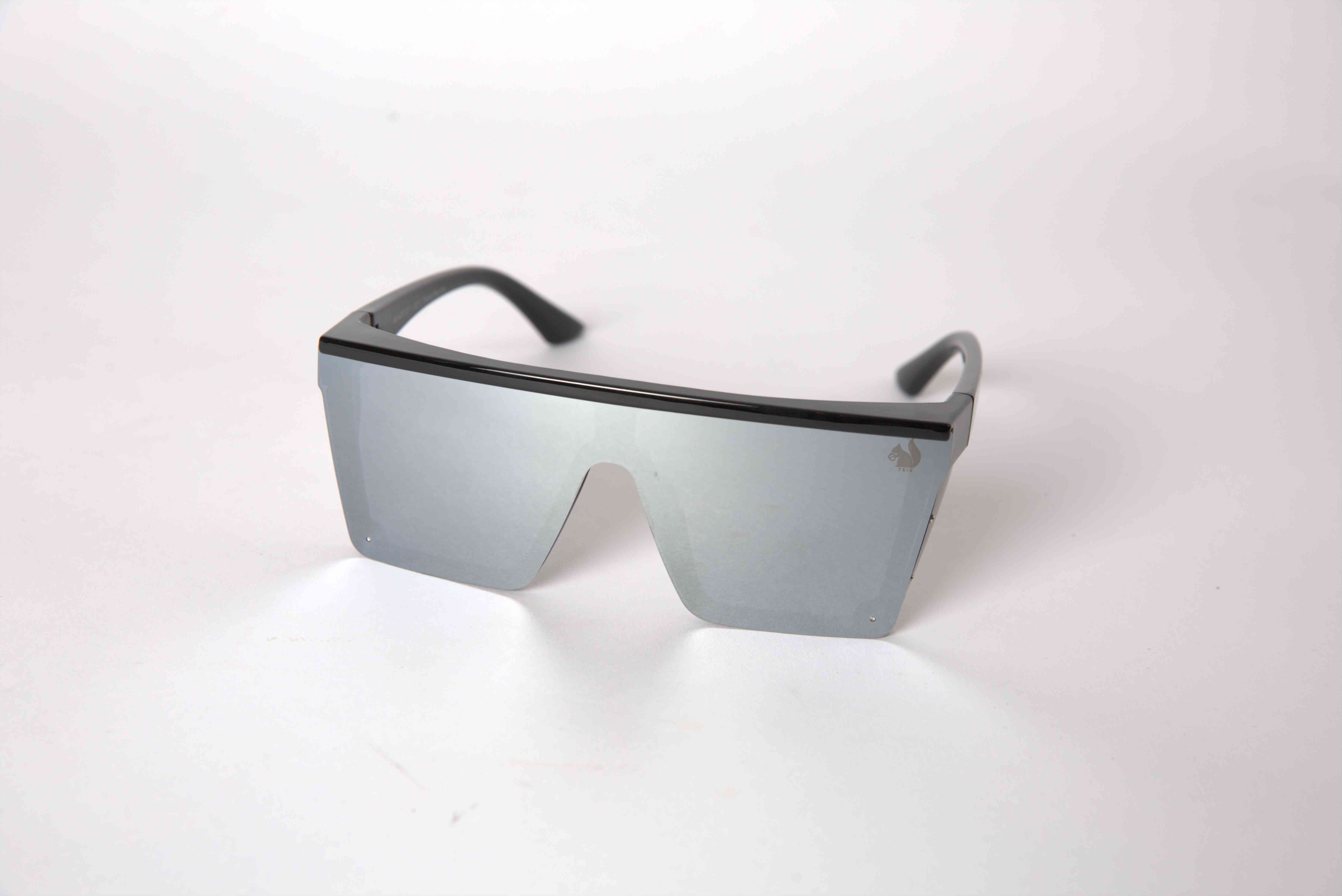 Overwatch Safety Glasses, AS 1337 Compliant  - Black Gloss Frame, Chrome Tint, full lens,