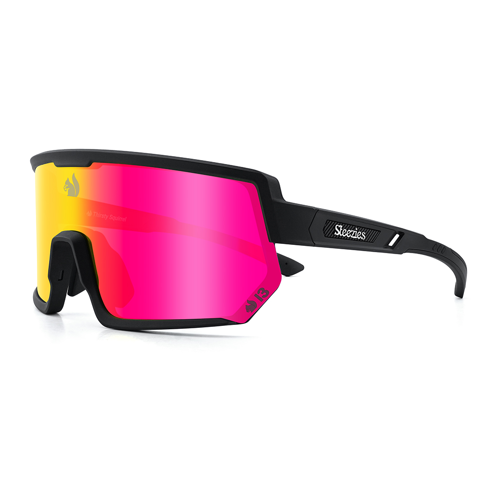 Thirsty Squirrel Steezies - Safety Glasses - AS 1337 Complaiant  -  Black frame with pink lens